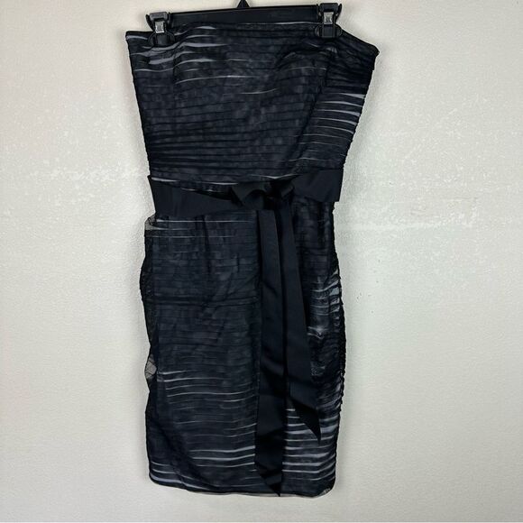 Tadashi Strapless Tulle Lace Mini Cocktail Dress Size 4 Black - Picture 1 of 7